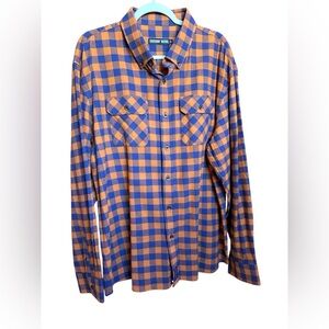 Catchin’ Deer Blue and Rust Checkered Print  Flannel XL